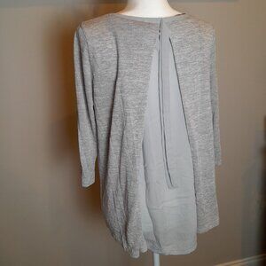 LAUREN CONRAD Gray Blouse with Sheer Back